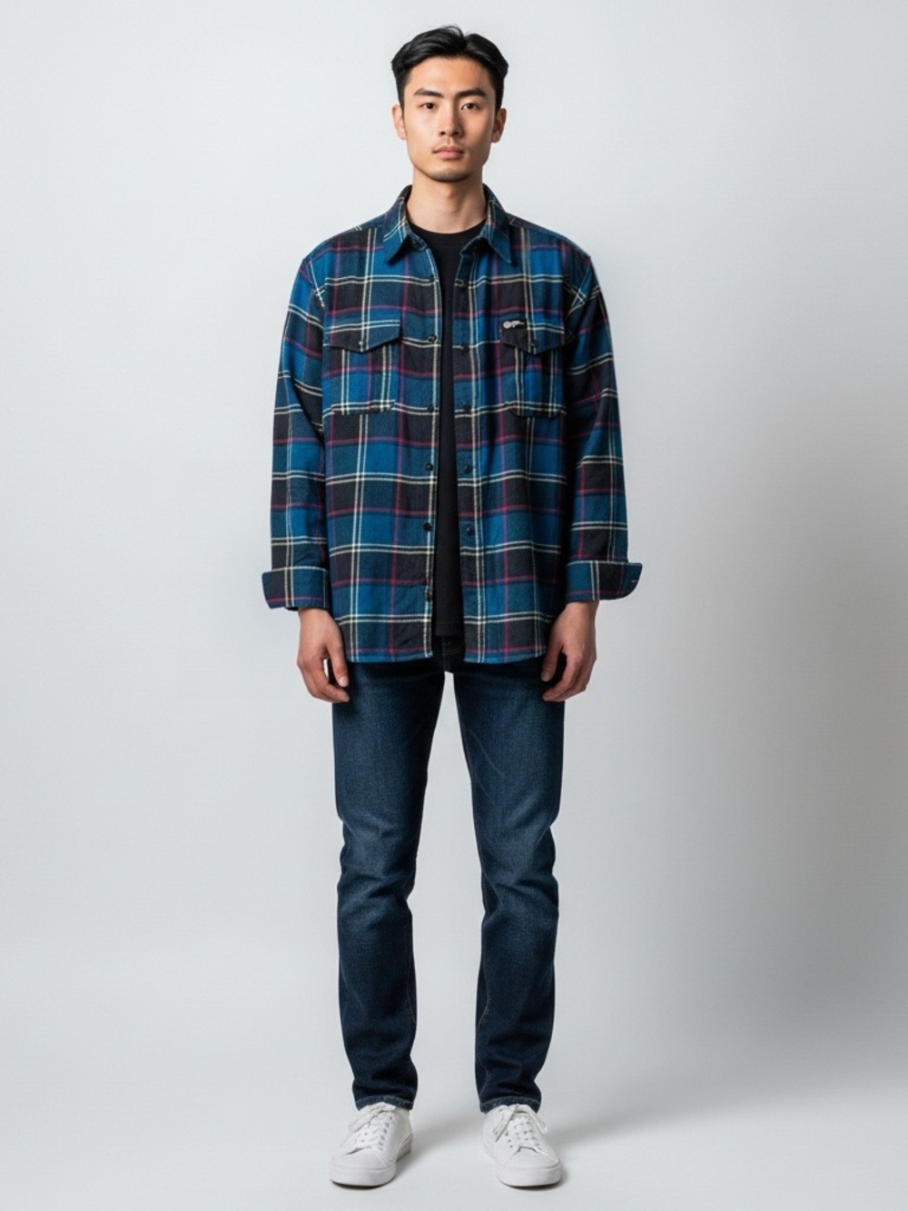 Sturgis Men's Blue Plaid Button-Down Casual Shirt Jacket